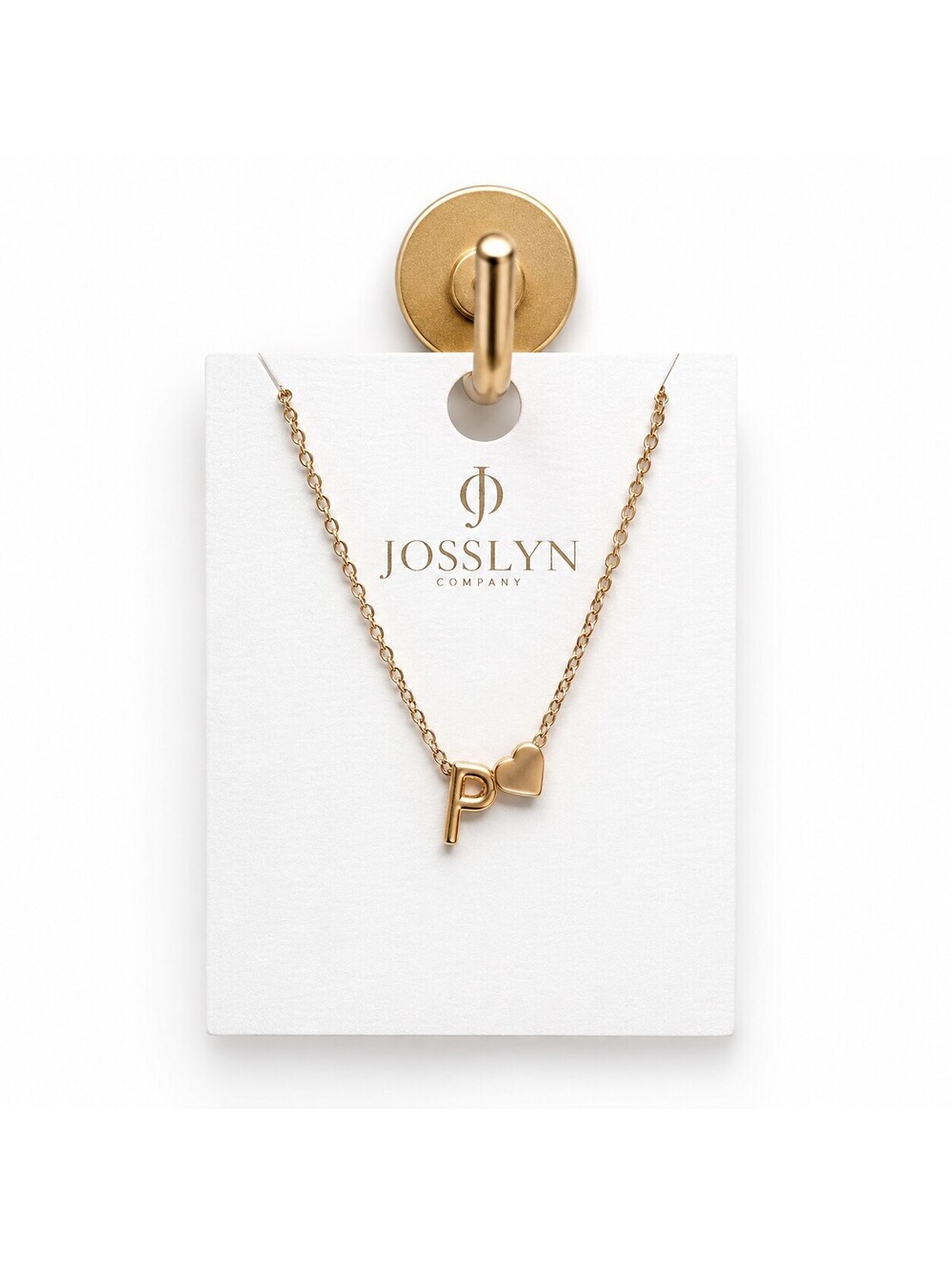 Gold Initial P Heart Charm Necklace Monogram Letter Pendant